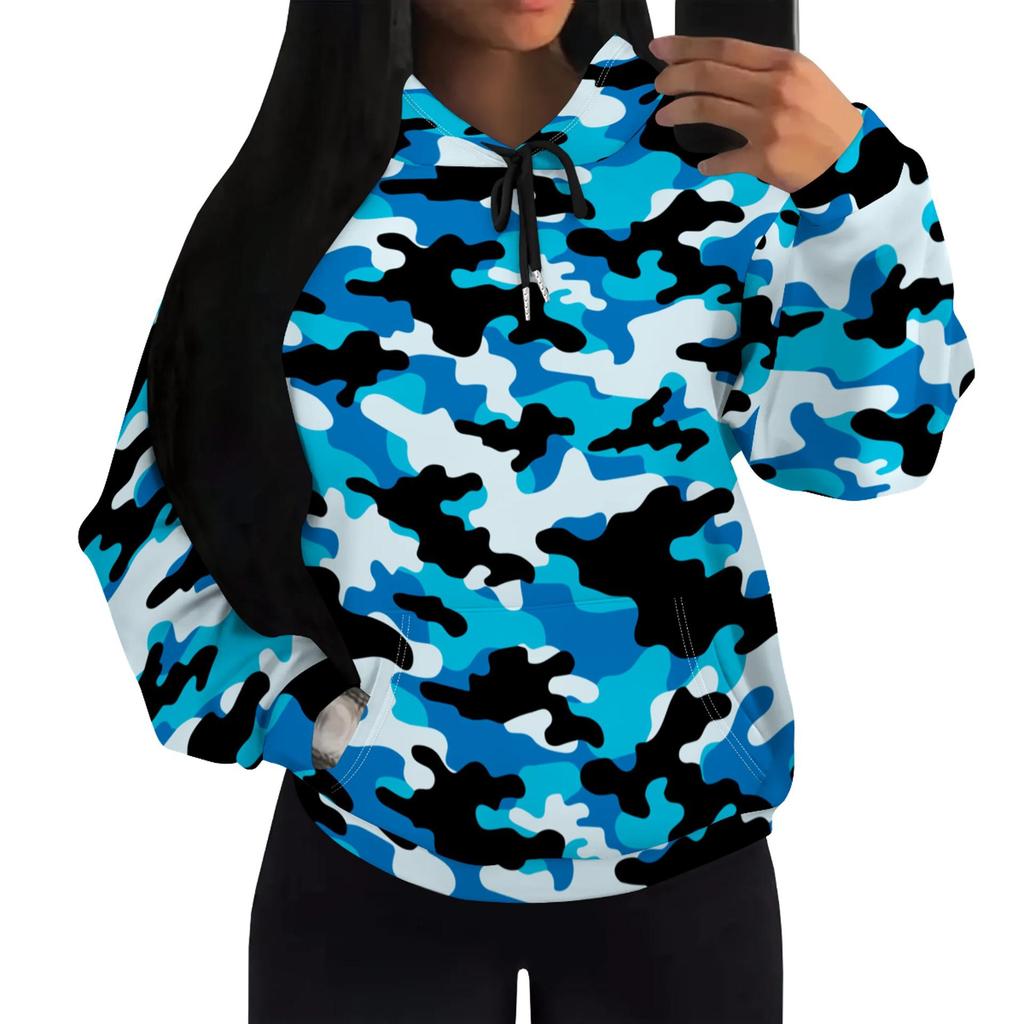 European & American Multi-color Camouflage Hoodie with Patch Pockets (H10552)