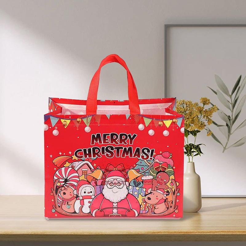 5PCS/Pack Red 8001-1 Christmas Gift Bags 33x25x17cm Non-woven HandBags Merry Christmas New Year 2025 Festival Party Supplies ZYF