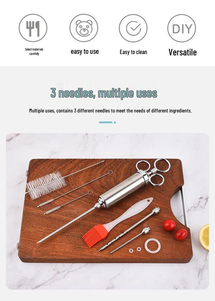 304 Stainless Steel Turkey Marinade Injector Syringe