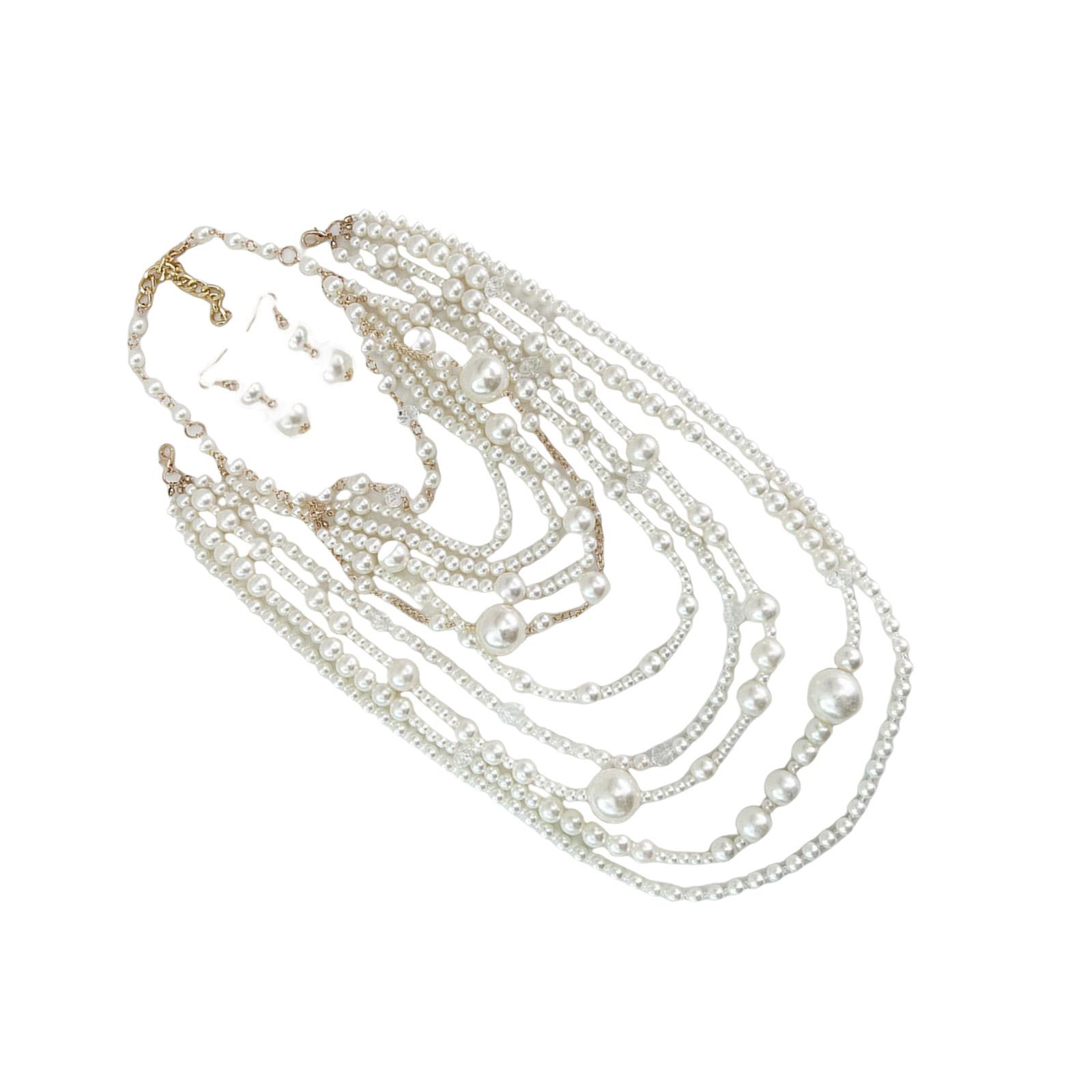 

Длинное ожерелье из жемчуга с серьгами для модных женщин, ищущих уникальные стили в модных аксессуарах для повседневного использования золотой