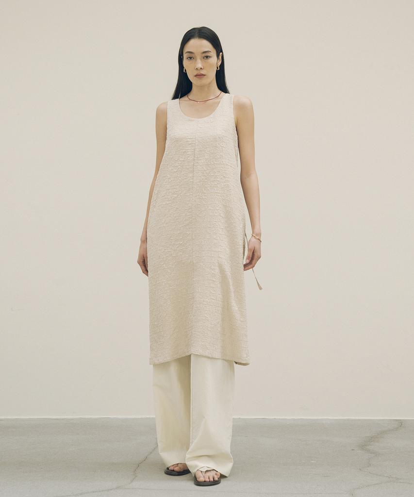 Siyajyu Sia8029 Wrinkle Sleeveless Dress_Neutral Beige