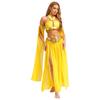 Womens Belly Dance Outfit Self Tie Halter Keyhole Front Sequins Crop Top Built In Briefs Slit Chiffon Skirt