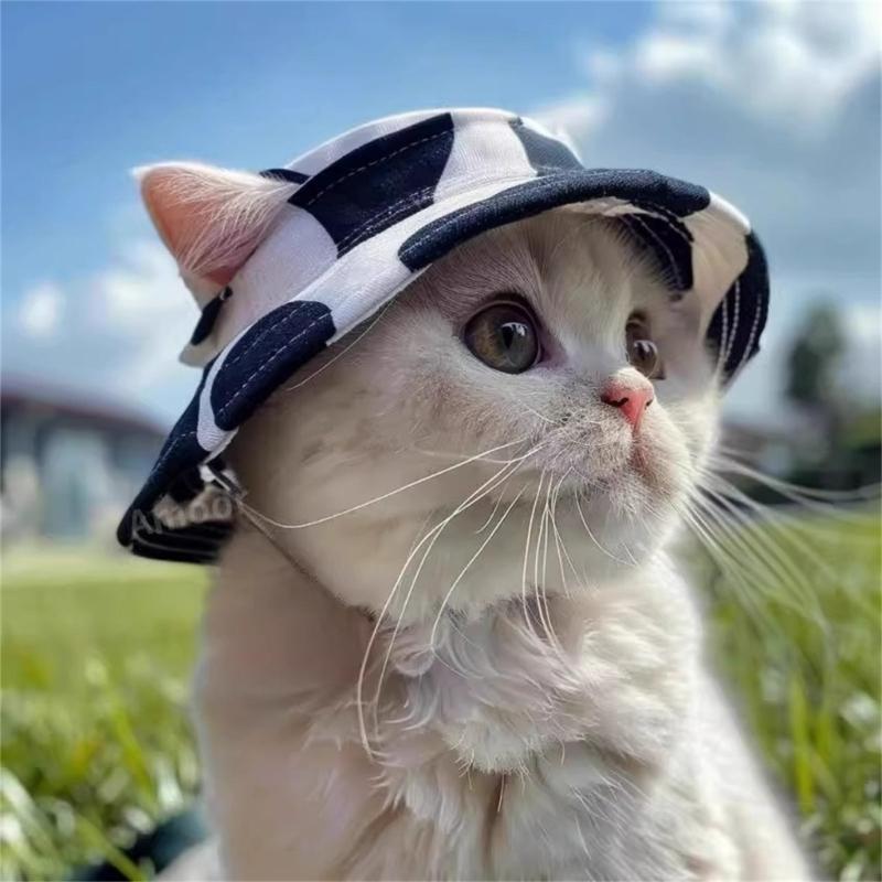 Breathable Headgear Sun Hat For Small Pet Dogs Cats Wide Brimmed Summer Outdoor Accessories