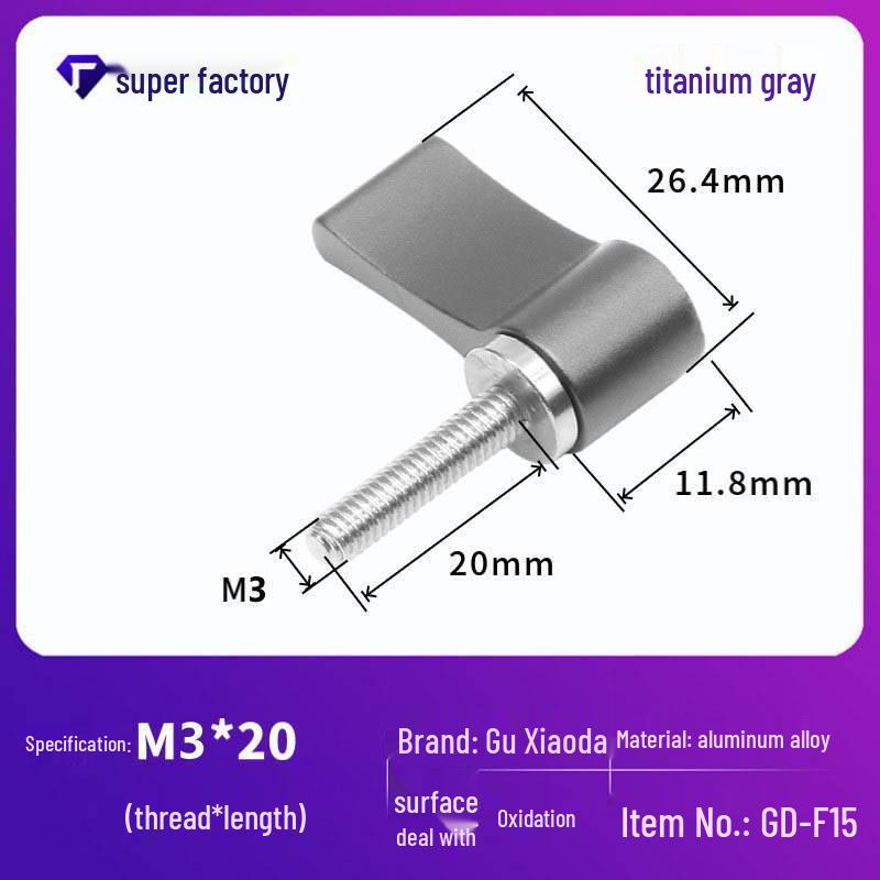 304 Stainless Steel M4 T-Handle Knob Screw with Aluminum Alloy and Slotted Hand-Tightening Design