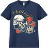 Rock N Roll Skull T Shirt Guitar Roses Vintage Music Graphic Tee Unisexs Unisexs