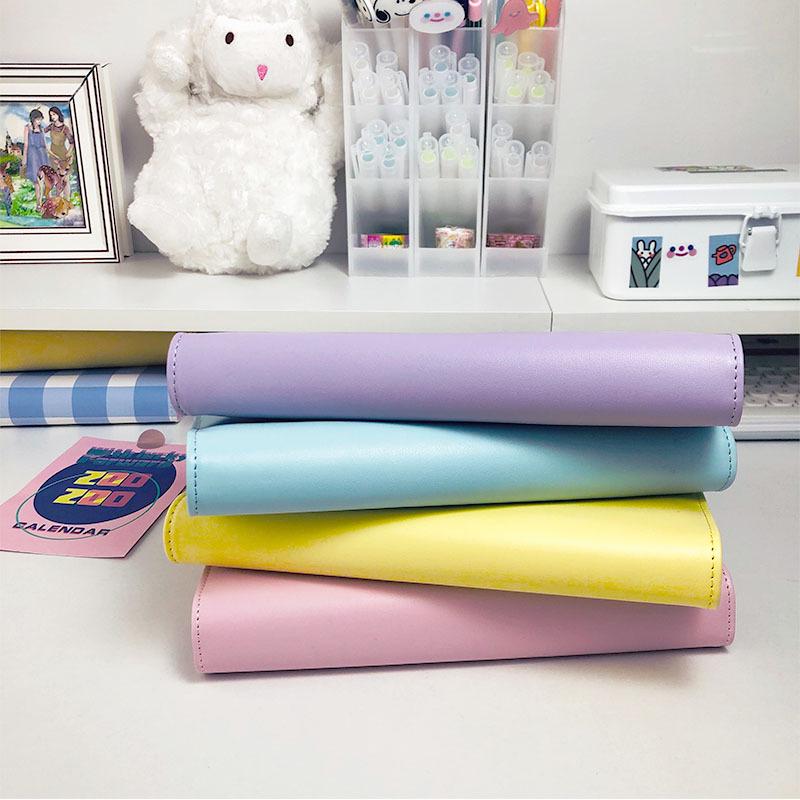A5 Macaron Solid Color PU Leather Loose-Leaf Notebook Planner - Simple Business Style