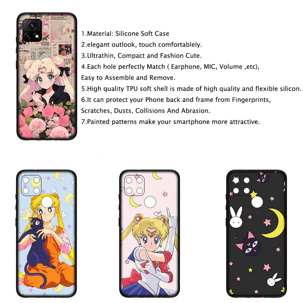 Cover for iPhone 16 15 Xiaomi Redmi Note 14 13 12 11 Pro Max X 8 9 16e Samsung Galaxy S25 S24 S23 Moto OPPO Huawei Girl Sailor Anime Moon Phone Case