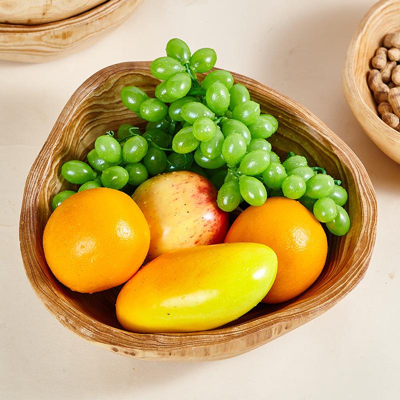 Massivholz Obsttopf Kunst Holzschale Haushalt Snack Obst Kreativ Chinesisch High-End Leichter Luxus Holztablett