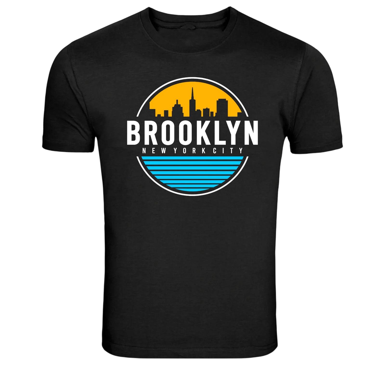 Brooklyn New York City Skyline Retro Graphic T-Shirt L