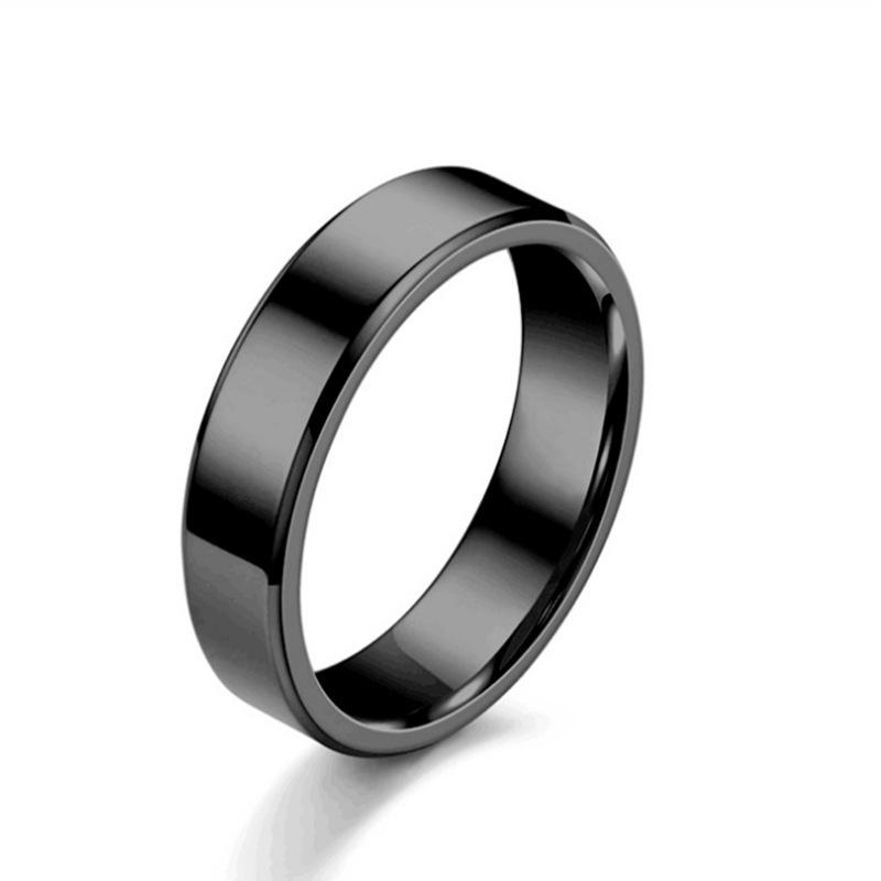 4mm/6mm/8mm Double Beveled Polished Stainless Steel/Titanium Ring - European & American Style