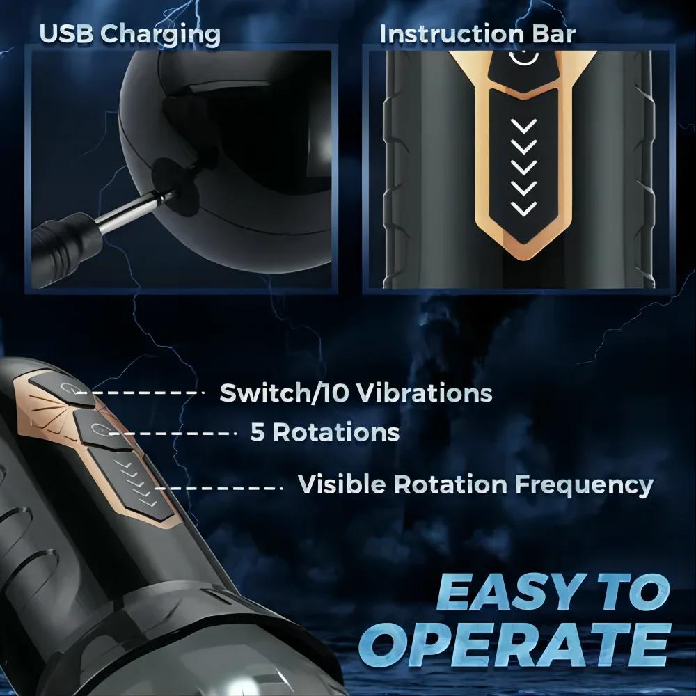 Automatic Male Masturbator Cup Rotation Silicone Vagina Vibrator Masturbation Erotic Sex Toy for Men Mastubator Blowjobs Machine