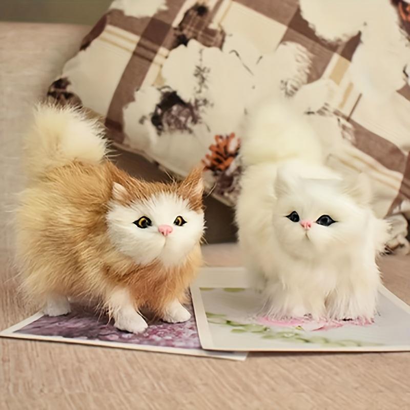 New Cute Simulation Kitten Animal Cat Decoration Gift Home Car Ornament Crafts Plush Figurine Miniature Christmas Party Model