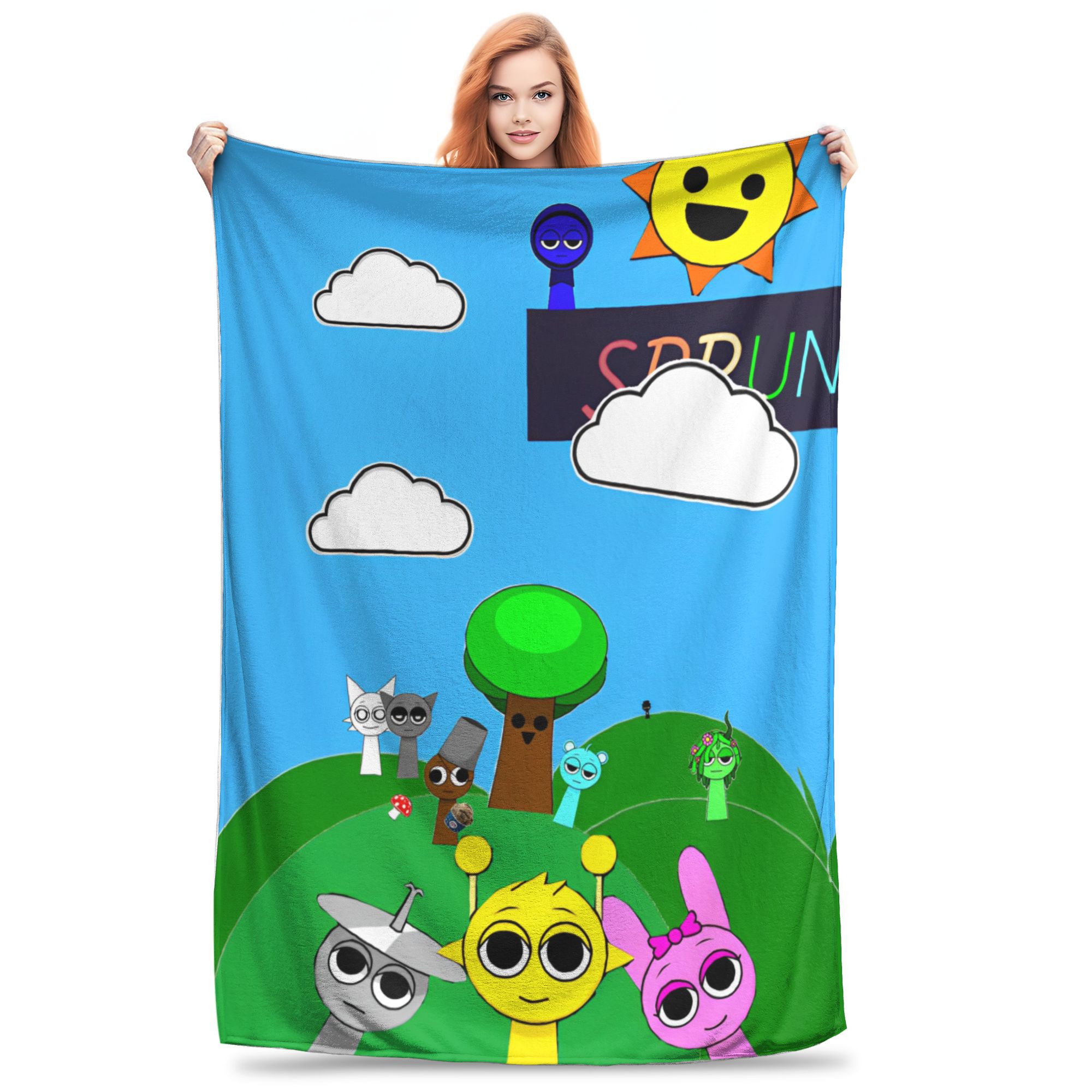 

Incredibox Sprunki Ігровий Плед Флісовий Весна/Осінь Портативний Теплий Плед для Дому Вуличний Плюшевий Тонкий Квілт 30x40in