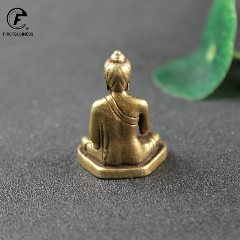 Solid Pocket Pure Brass Sakyamuni Buddha Figurines Miniatures Desktop Ornament Antique Copper Dharma Master Statue Decorations