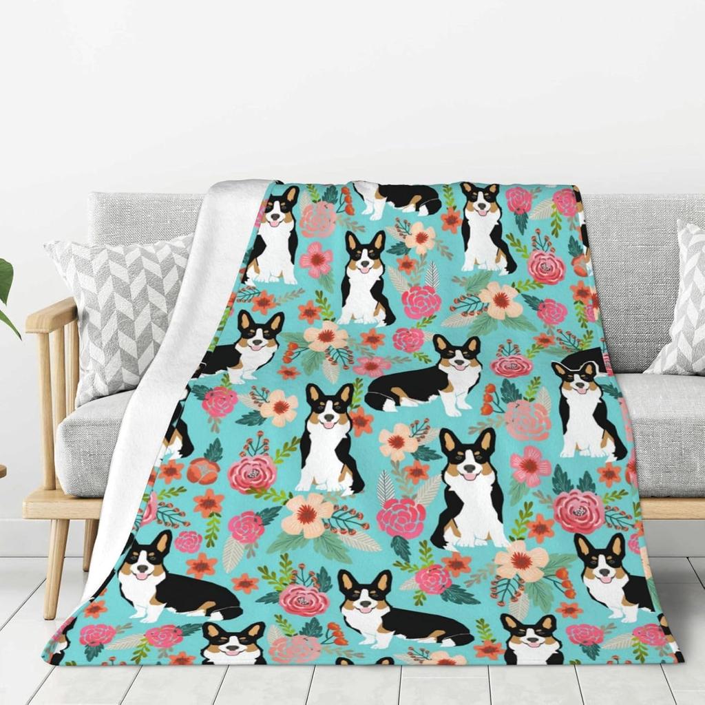 Corgi Dog Throw Blanket Lightweight Comfy Flannel UltraSoft Warm Blanket for Couch Bed Home Camping Travel Gifts X Inches