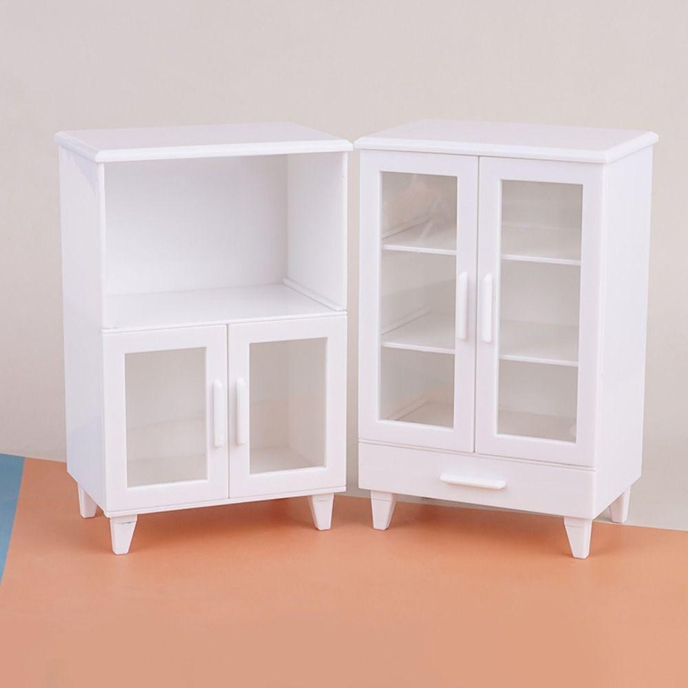 Mini Furniture Dollhouse Cupboard Pretend Play Doll Display Cabinet  Doll House Accessories