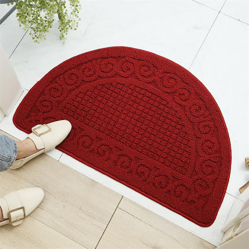 Solid Color Retro Semi-circular Dust Removal Door Mat Home Household Bathroom Non-slip Floor Rug