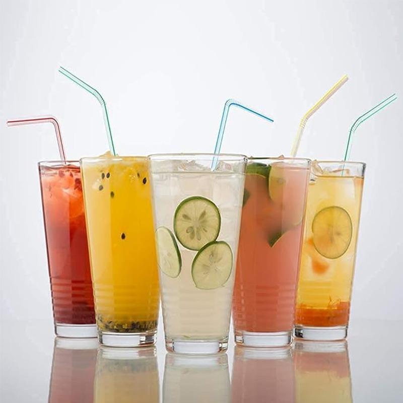Bendable Plastic Straws for Drinks Cocktail Granite Straw Plastic Drinking Tubes Multicolor Fluorescent Plastic Drinking Straws