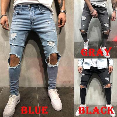 Jeans Uomo Slim Fit Strappati Europei e Americani