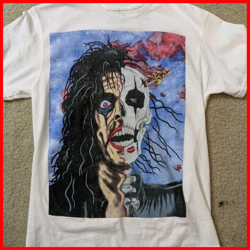 Vintage 1989 Alice Cooper Trash Skelton Face Melt Band Unisex T Shirt Unisex T-Shirt S