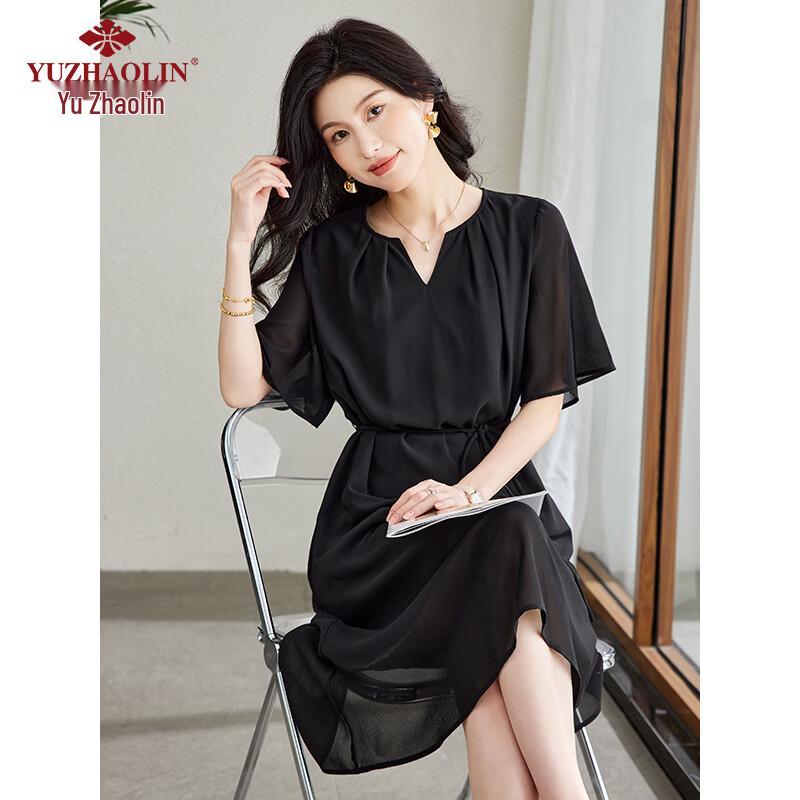 YUZHAOLIN Women s V-Neck Chiffon A-Line Summer Dress L