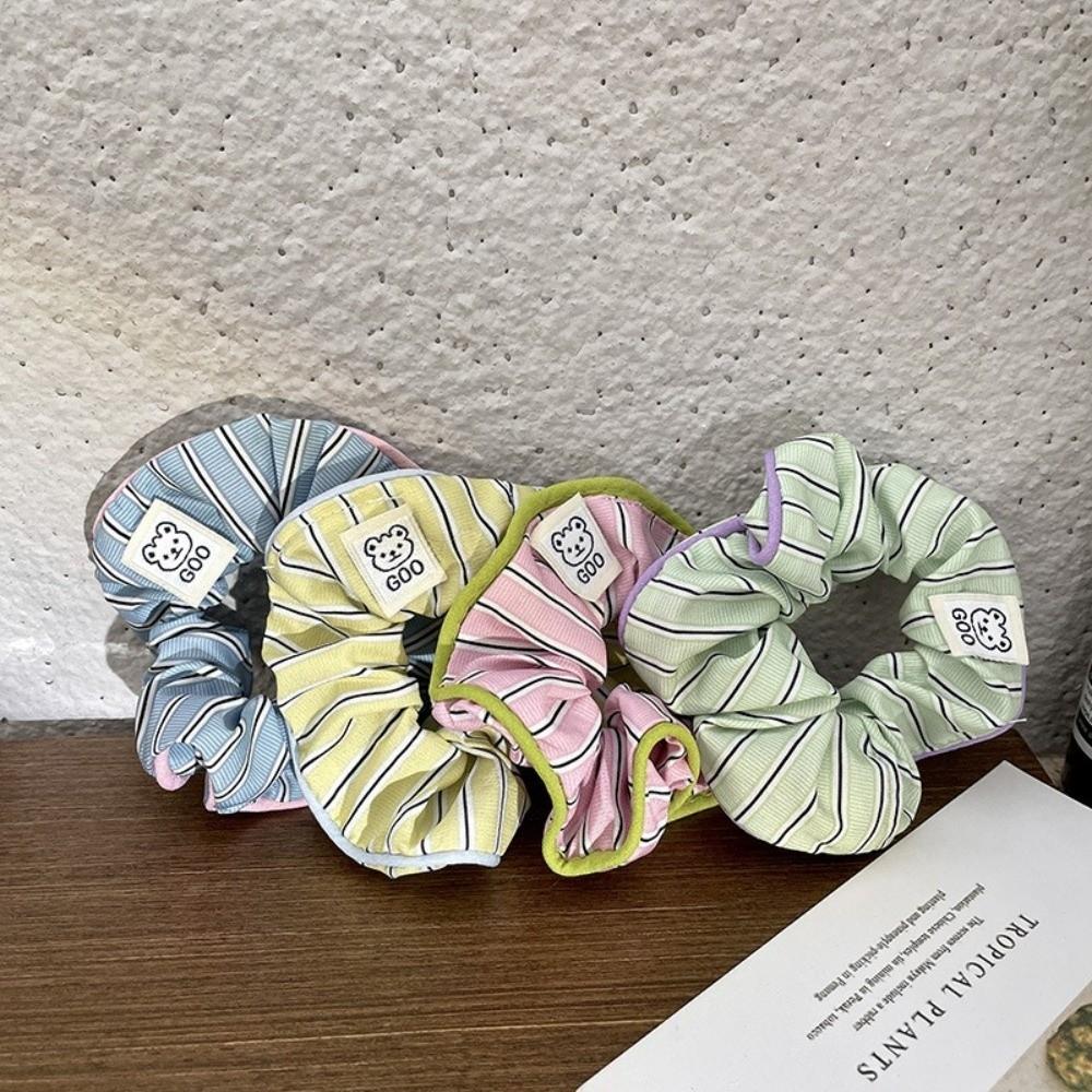 Candy Colors Stripe Hair Scrunchie Cream Striped Elastic Hair Bands  Hair Accessories