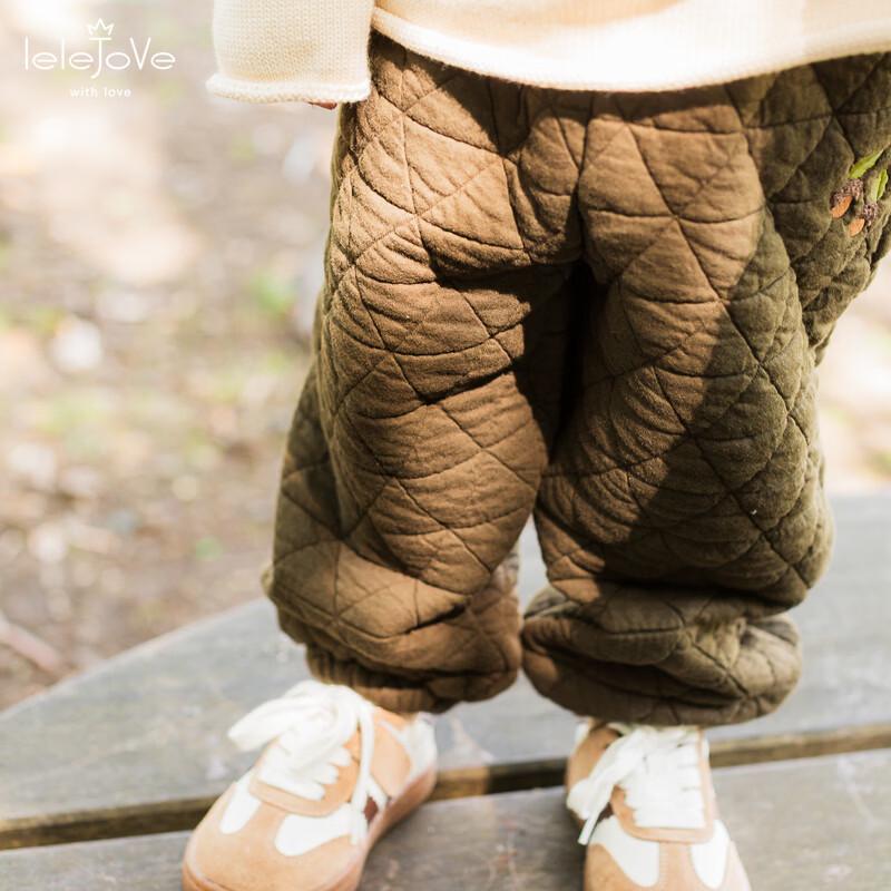 LELE JOVE Kids' Unisex Warm Textured Cuffed Cotton Pants