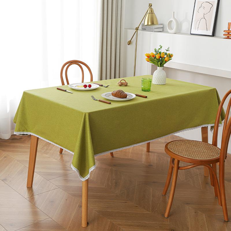 Tablecloth Waterproof and Oil-proof Household High-end Solid Color Tablecloth Lace Rectangular Tablecloth Dirt-resistant and Wear-resistant