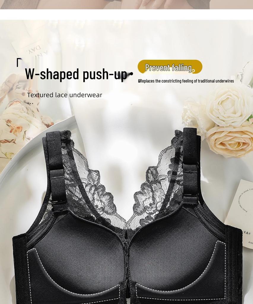Reggiseno Push-Up Ricamato Stile Cinese: Chiusura anteriore, Sollevamento e Supporto per Seno Piccolo
