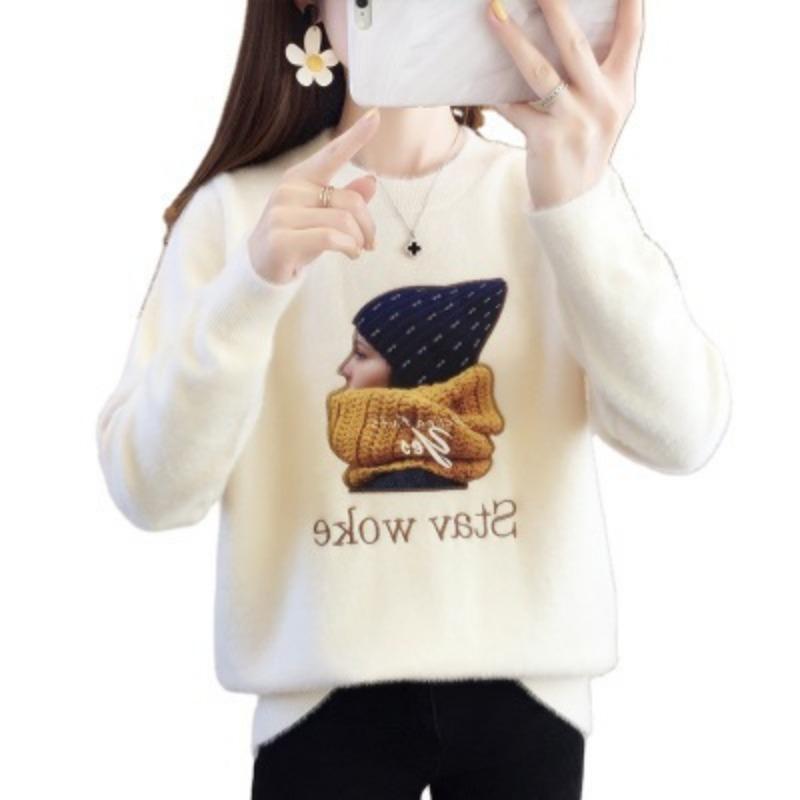 Women's semi-turtleneck mink fleece sweater women's new loose bottoming shirt women's spring and autumn versatile outer wear
