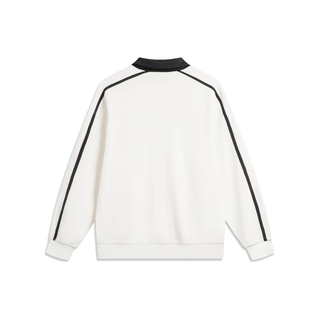 Li Ning Sports Lifestyle Series Letter Print Fleece Pullover Sweatshirt Unisex Sweatshirt Off-White AWDTB35-1