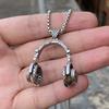 Accessories Music Headphones Pendant Titanium Steel Men, Necklace Fashion Rock Style Sweater Chain