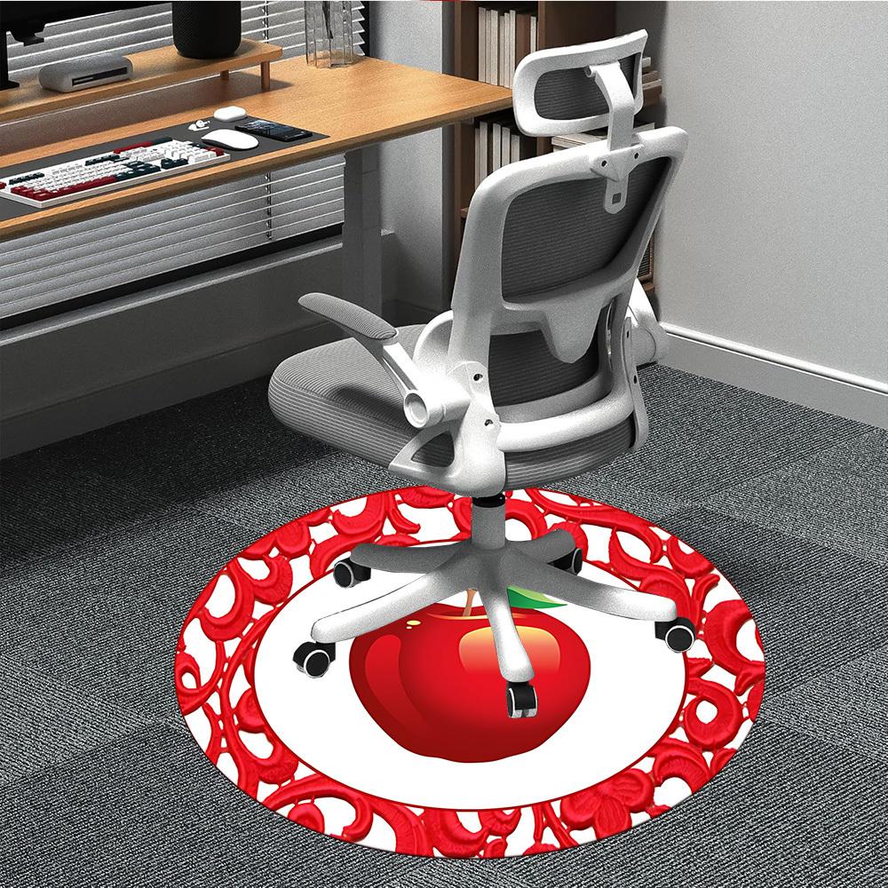 1pc Apple RedChair Carpet for Office, Indoor Non-Slip Washable Polyester Fiber Carpet, Mat For Office, Machine Washable
