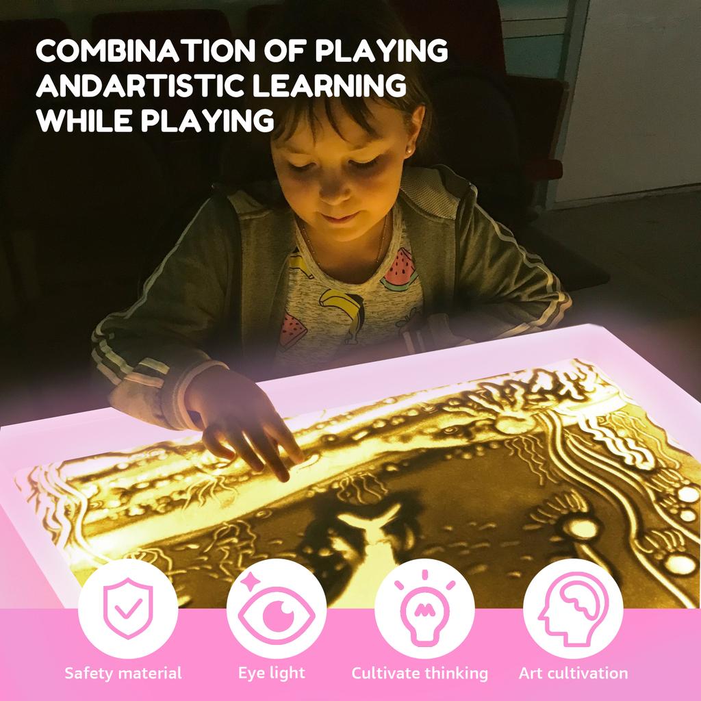 Sand Painting Light Box for Kids DIY Sand Painting Light Table Soft Light Sand Art Light Box Fun Sand Light Table Sand Light Art
