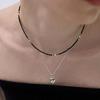 Poom/Luz Luna Saana Black Onyx Silver Ball Choker Layered Necklace