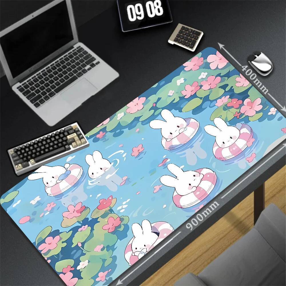XXL Keyboard Table Mat Deskpads Pc Mausepad Xmm Rubber Mouse Pads Pink Cute Tree Mousepad Kawaii Rabbit Cartoon Laptop Rug