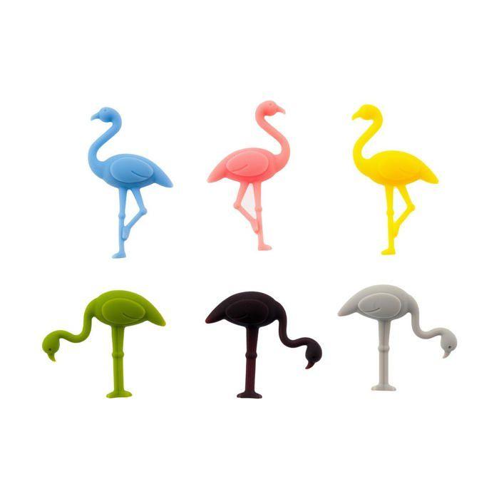 Marqueurs de Verres - Koala Spain - Flamants Roses - 6 Couleurs - Silicone - Anti-goutte