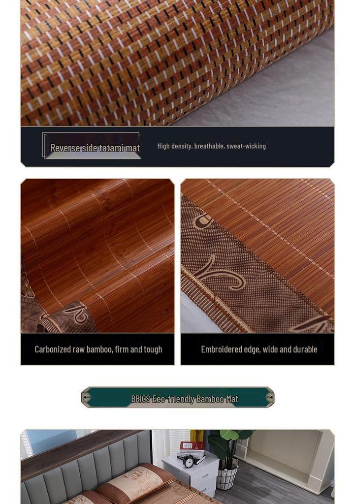 Foldable Bamboo Cool Mat - Double-Sided Ice Silk, Available in 1.8m, 1.5m, and 0.9m Sizes for Household and Dormitory Use, includes Free Shipping