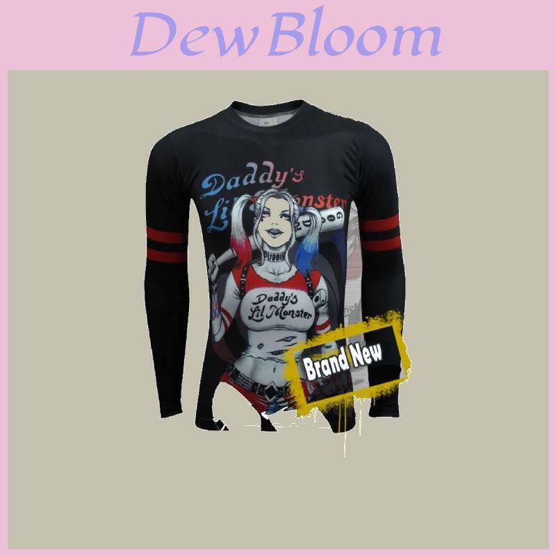 Harley Quinn T Shirt For Men Long Sleeve Polyester Casual Streetwear Teenager Style