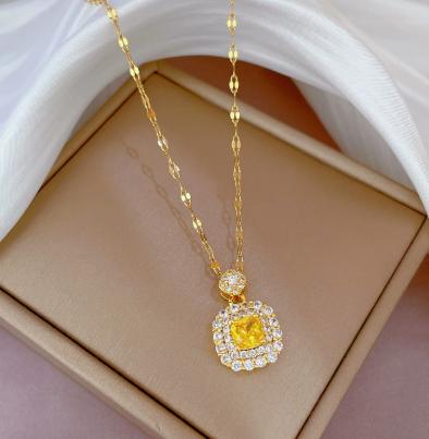 Geometric micro-diamond necklace