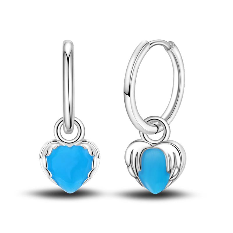 Fashion 925 Silver Color Earrings Blue Zircon Stars Moon Irregularity Earrings For Woman Fine Birthday Jewelry Gifts
