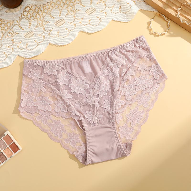 1pcs Women's High Waisted Plus Size Lace Underwear, Fashionable, Breathable, Soft and Comfortable Women's Underwear, 6 Colors To Choose From