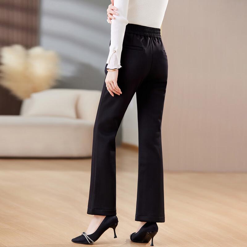 Past Women's Plus Velvet Micro Flare Casual Pants