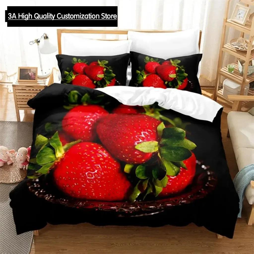 Thin Duvet Cover Set Double Bed Fruit Quilt Cover Queen Size 3D Single Bedding Set 2PCS 3PCS with Pillowcase Full Twin King Beds