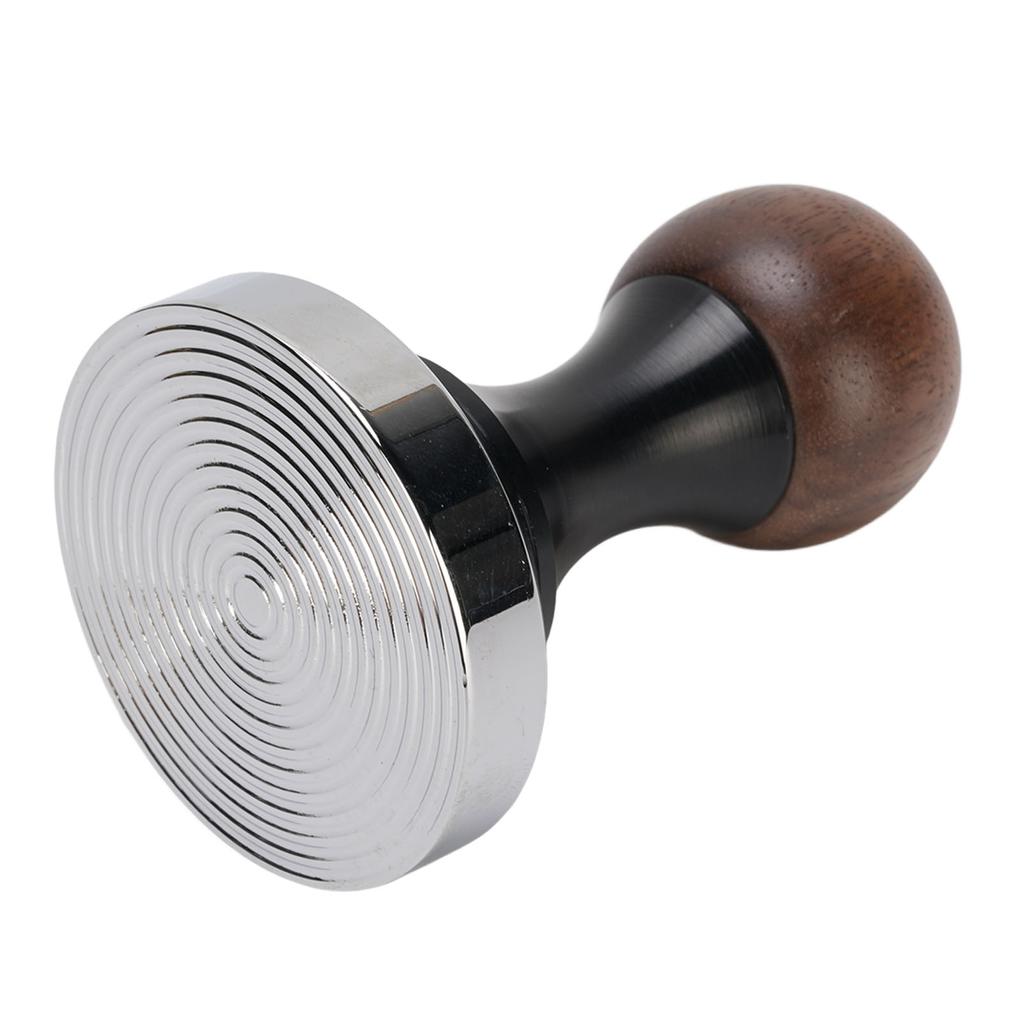 Valnötsträhandtag Kaffepress Professionell Lätt att Rengöra Kaffepulverhammare Pressverktyg Gängad Botten