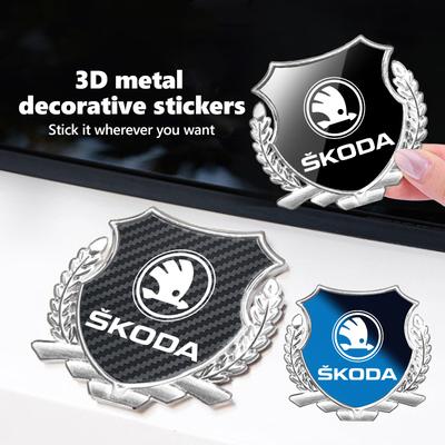AAABU1 For 3D Metal Car Side Fender Body Trunk Badge Sticker Accessories VRS Superb Yeti Octavia Enyaq Rapid Karoq Derivati