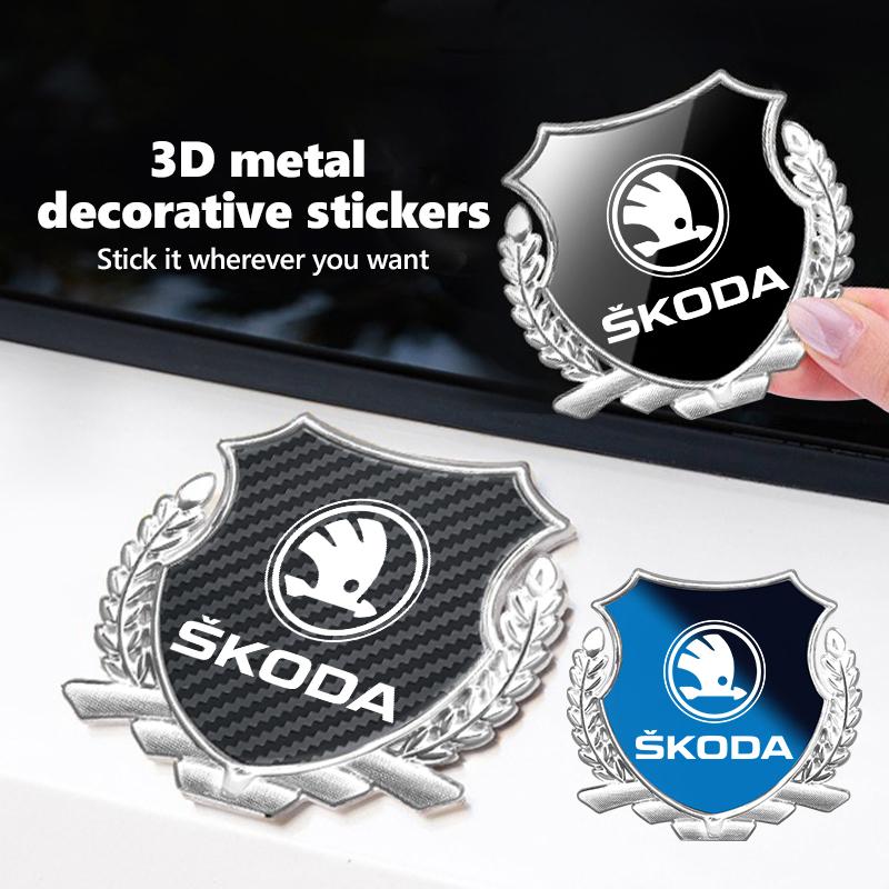 Cycr3 For Skoda 3D Metal Car Side Fender Body Trunk Badge Sticker Accessories VRS Superb Yeti Octavia Enyaq Rapid Karoq Derivati
