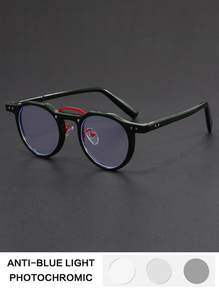 Retro Anti Blue Light Reading Glasses Women Men Round Myopia Glasses In Trend Retro Prescription Eyeglasses Photochromic Lens +1
