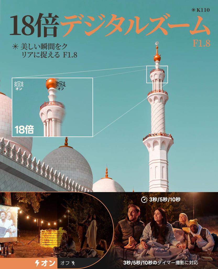 NBD 5K 64MP Digitalkamera mit 18x Zoom, Autofokus, Bildstabilisierung und einem 3" 180° Klappbildschirm LED-Blitz und Webcam-Funktion Enthält Zwei