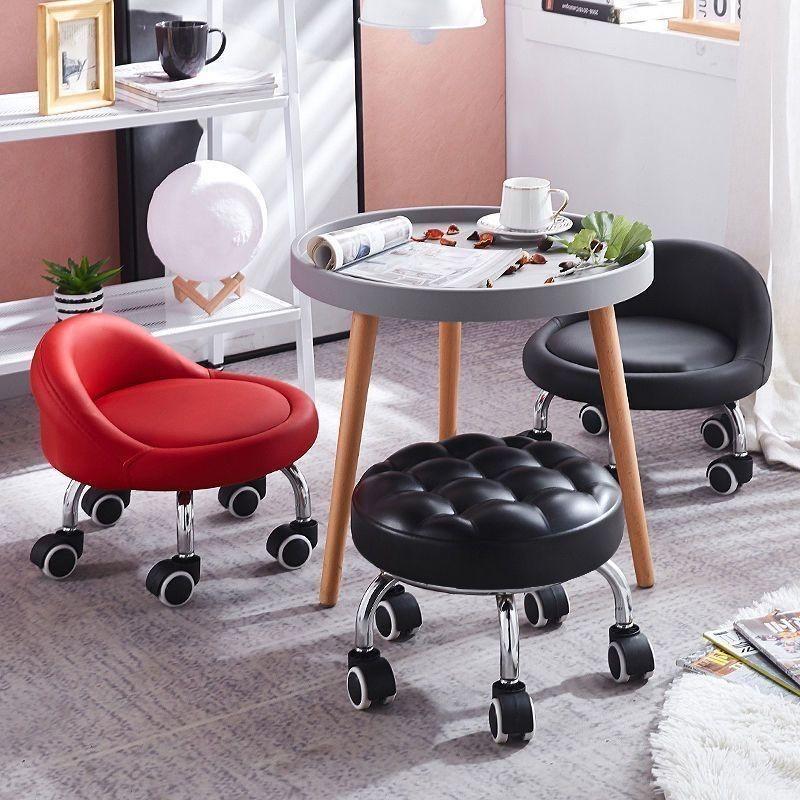 Household Mobile Universal Wheeled Stool Thickened Frame Round Pulley Stool Portable Low Swivel Chair Tool